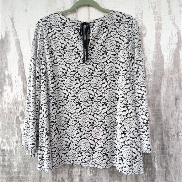 Chico's Rose VelvetBurnout Jaquard LanternSleeve Delicate Romantic Top Women's L - Picture 8 of 13